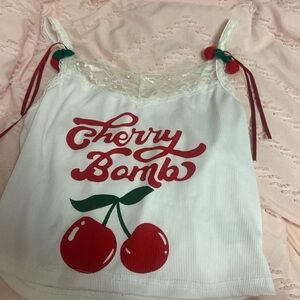 SHEIN White Cherry Bomb Camisole